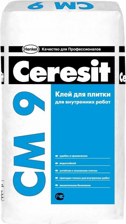 Клей для плитки Ceresit СМ-9 для внутренних работ, 25 кг 